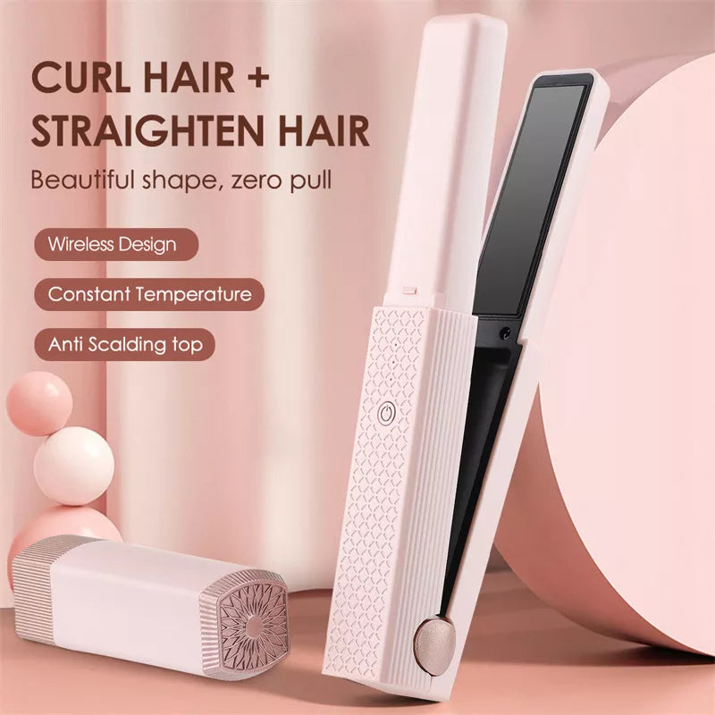 Mini Wireless Hair Straightener Curler