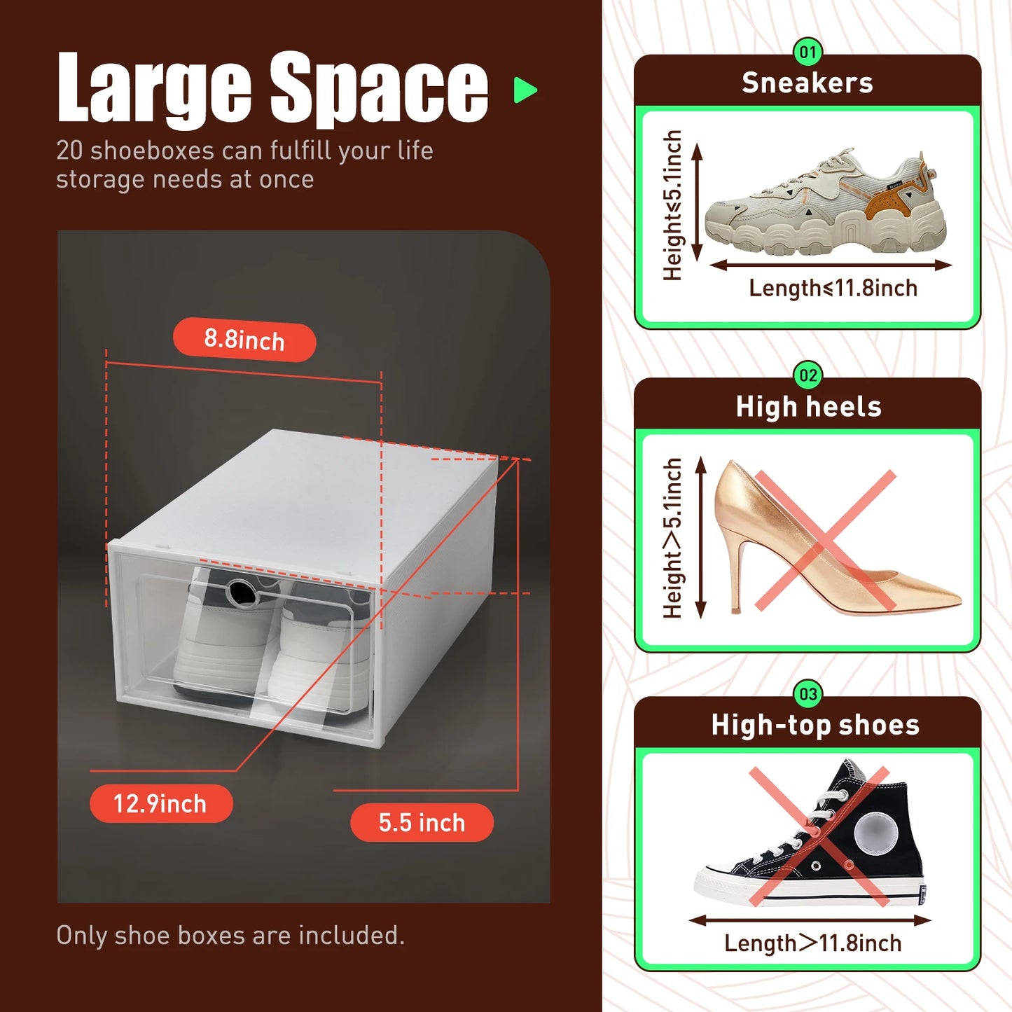 20pcs Shoe Box Set Foldable Storage