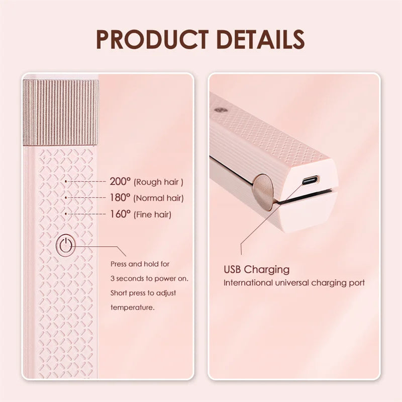 Mini Wireless Hair Straightener Curler